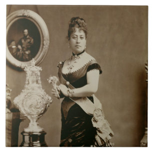 Queen Emma (1836-85) (sepia photograph) Tile