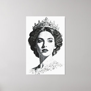 Queen Esther Calligraphy Portrait - Vintage Script Canvas Print