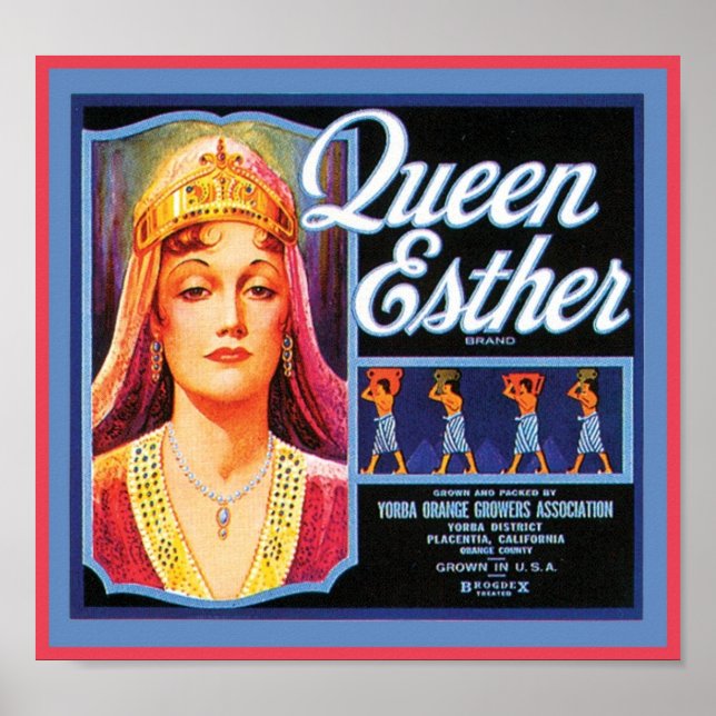Queen Esther Vintage Crate Label Poster (Front)