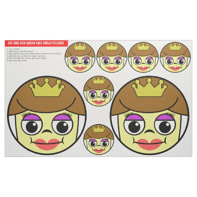 Queen Face Emoji Cut And Sew Pillows Fabric (Yard)