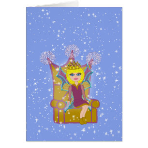 Queen Faerie Blonde Sitting on Throne Cartoon Art
