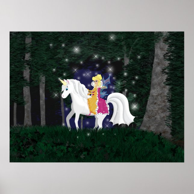 Queen Faery and Unicorn Forest Print (Front)