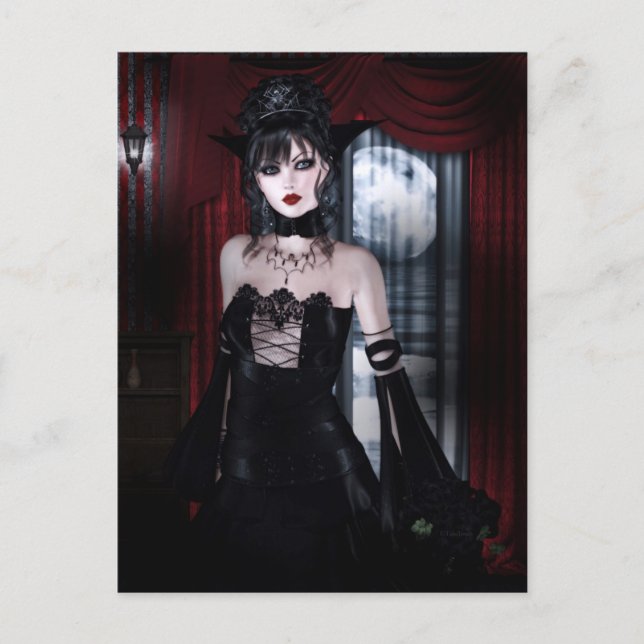 Queen for Eternity Vampire Gothic Girls Art Postcard (Front)