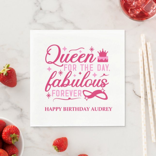 Queen For the Day Personalised Birthday Napkin (Creator Uploaded)
