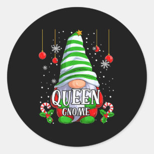 Queen Gnome Christmas Pajamas Matching Family Grou Classic Round Sticker