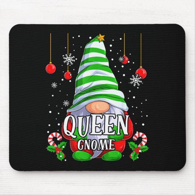 Queen Gnome Christmas Pajamas Matching Family Grou Mouse Pad (Front)