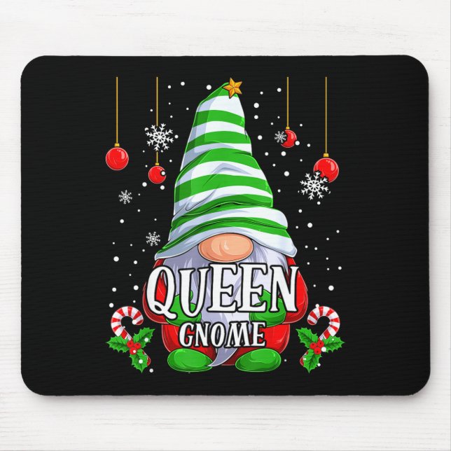 Queen Gnome Christmas Pajamas Matching Family Grou Mouse Pad (Front)