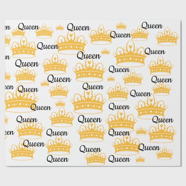 Queen (Golden Crown) Wrapping Paper (Flat)