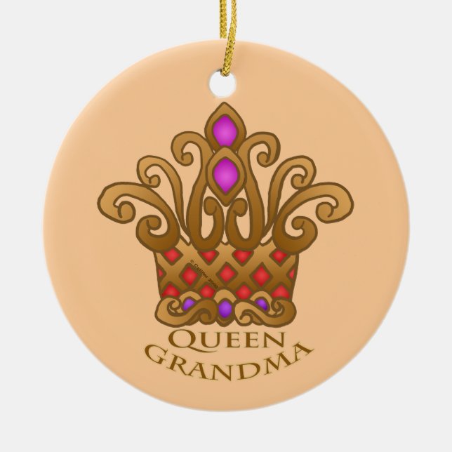Queen Grandma custom  Ceramic Tree Decoration (Front)