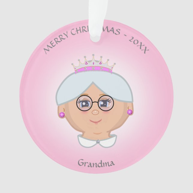 Queen grandma, mum, aunty, teacher, nurse on pink ornament (Front)
