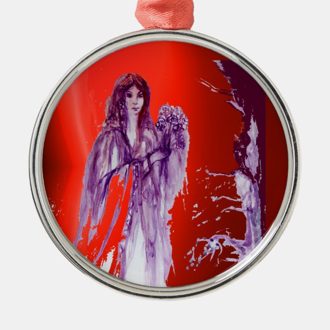 QUEEN GUINEVERE,KING ARTHUR LEGEND Purple Red Metal Tree Decoration (Front)