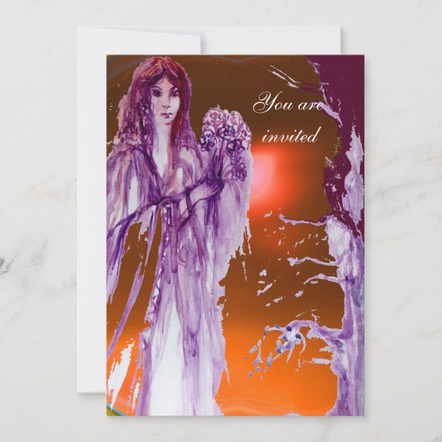 QUEEN GUINEVERE Purple Orange Fantasy Invitation (Front)