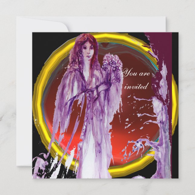 QUEEN GUINEVERE Red Purple Fantasy Invitation (Front)