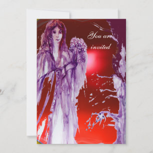 QUEEN GUINEVERE Red Purple Fantasy Invitation