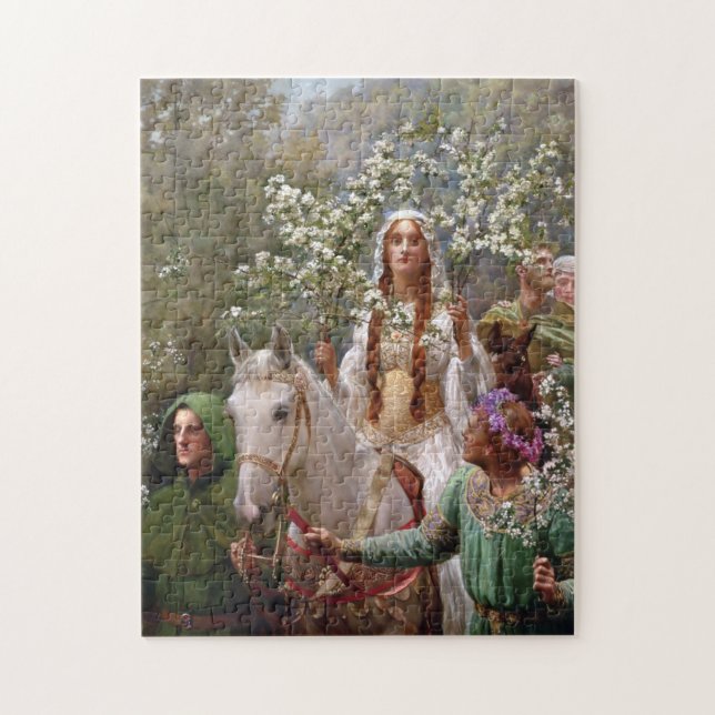 Queen Guinevere's Maying c. 1900 by John Collier Jigsaw Puzzle (Vertical)