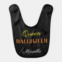Queen Halloween Personalised Black Baby Bib