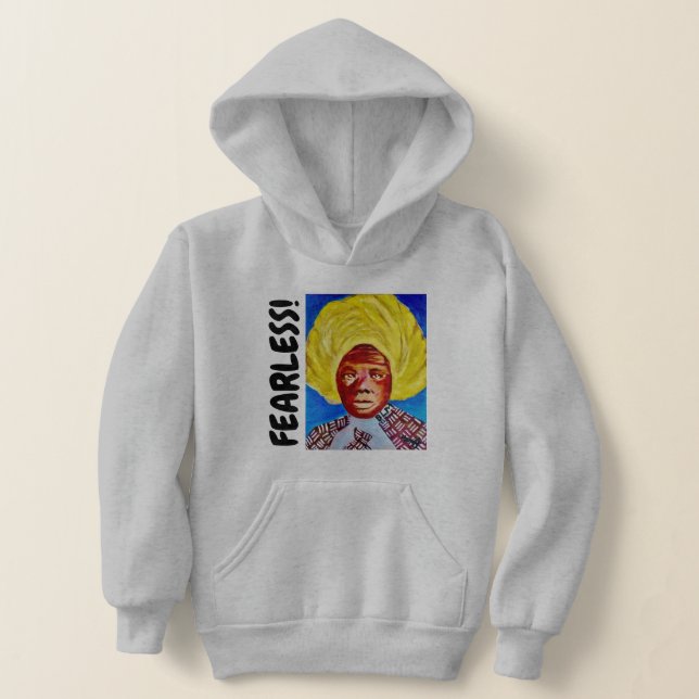 Queen Harriet Tubman Girls FEARLESS Hoodie - Gry (Laydown)