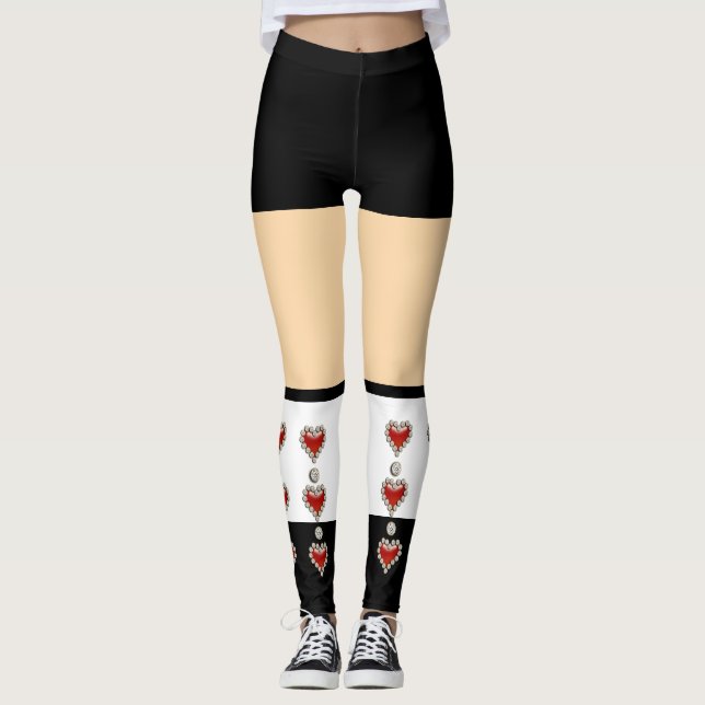 Queen hearts costume theme party leggings (Front)