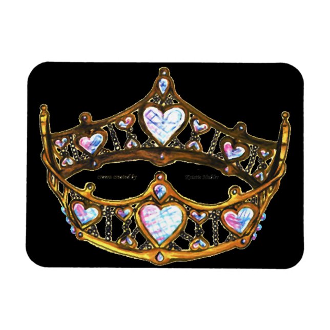 Queen Hearts Gold Crown Tiara black magnet (Horizontal)