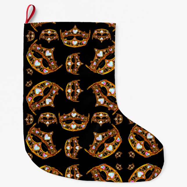 Queen Hearts Gold Crown Tiara black stocking (Front)