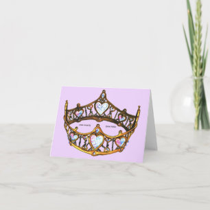 Queen Hearts Gold Crown Tiara pink lilac notecard