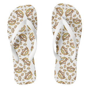 Queen hearts gold crown tiara white flip flops