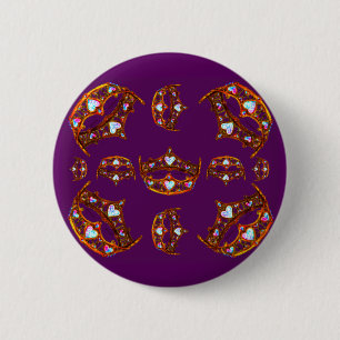 Queen Hearts Gold Crowns Tiaras purple button