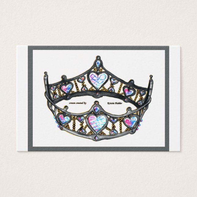 Queen Hearts Silver Crown Tiara white (Front)