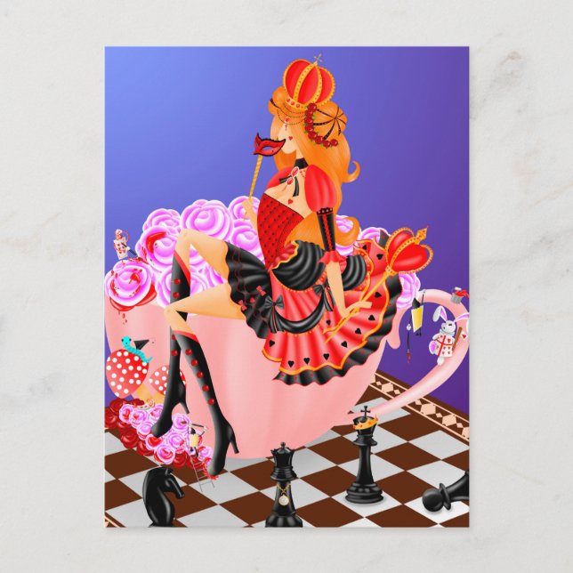 Queen in teacup   Postcard (Front)