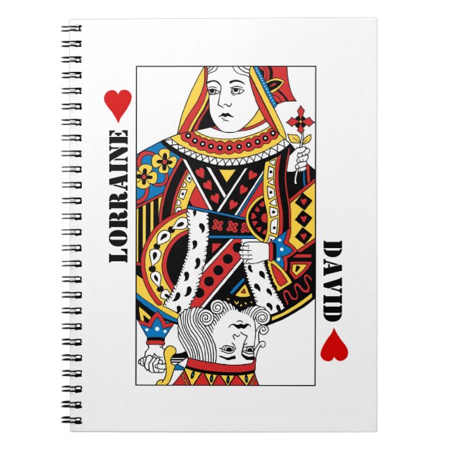 Queen + King of Hearts Playing Card Couple Journal (Front)