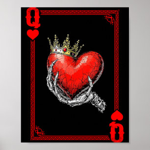 Queen King Of Hearts Playing Card Couple Matching  Poster