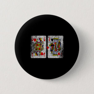 Queen King Of Hearts Playing Cards Valentines Day 6 Cm Round Badge