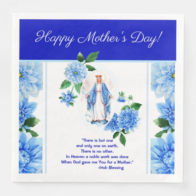 Queen Lady of Grace Virgin Mary Mother Flowers Napkin (Front)