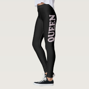 Queen Letter Print sexy hot black Leggings