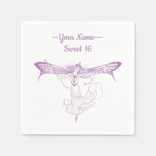 Queen Mab Fairy, Sweet Sixteen in Purple Napkin (Front)