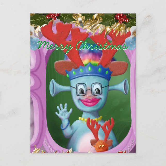 Queen Mabel & Cedric. Merry Christmas! Holiday Postcard (Front)