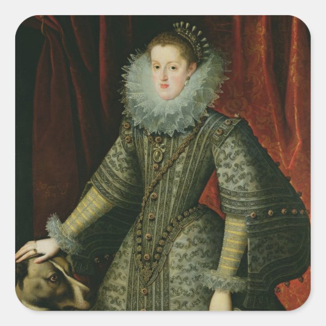 Queen Margarita of Austria, 1609 (oil on canvas) Square Sticker (Front)