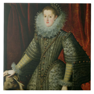 Queen Margarita of Austria, 1609 (oil on canvas) Tile