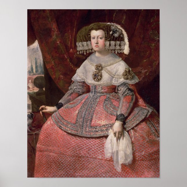Queen Maria Anna of Spain in a red dress Poster (Front)
