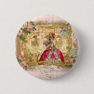 Queen Marie Antoinette at Versailles Party Pink 6 Cm Round Badge