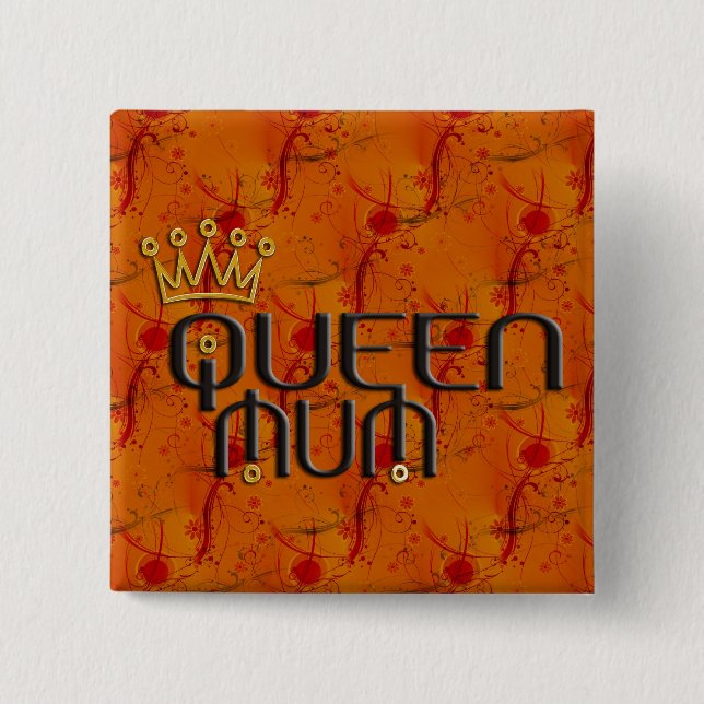 Queen Mum In Red 15 Cm Square Badge (Front)