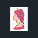 Queen Music Canvas Print<br><div class="desc">Queen Music with headphones vintage style art.</div>