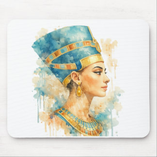 Queen Nefertiti watercolor Ancient Egyptian Art Mouse Pad