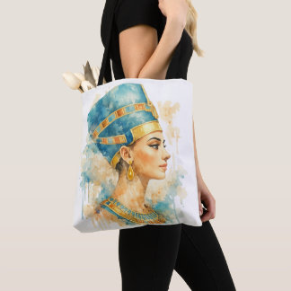 Queen Nefertiti Watercolor Ancient Egyptian Art Tote Bag