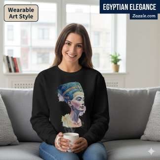 Queen Nefertiti Watercolor – Egyptian Art Sweatshirt