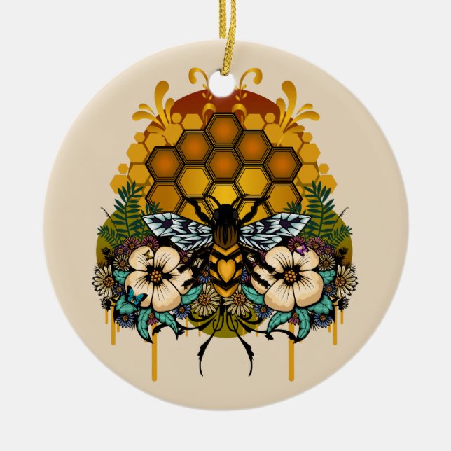 Queen Of Bees Ceramic Tree Decoration (Front)
