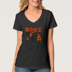 Queen Of Cats Black Monster Cat Vintage Japan Aest T-Shirt