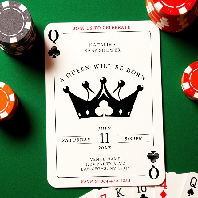 Queen of Clubs Casino Poker Card Baby Shower (Queen of Clubs Casino Poker Card Baby Shower
)