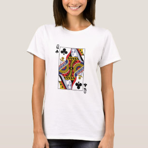 Queen of Clubs Poker Playing Card Casino T-Shirt