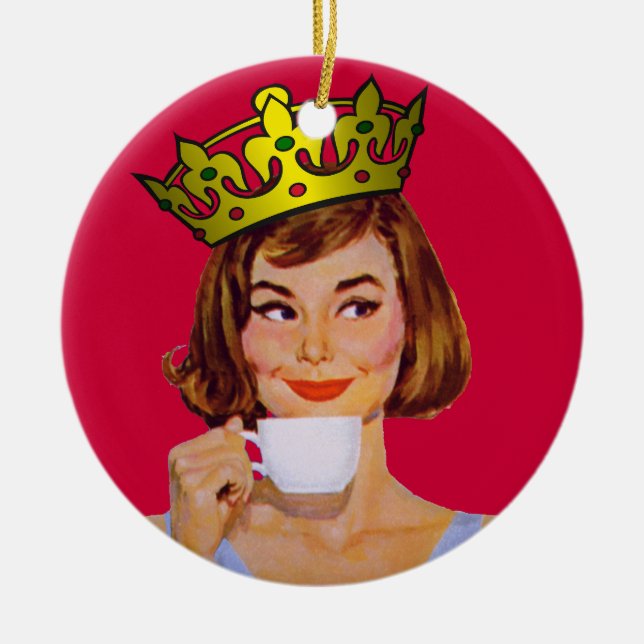 Queen of Coffee Ornament (Front)